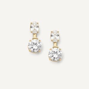 Gold-Plated Clear Crystal Drop Earrings